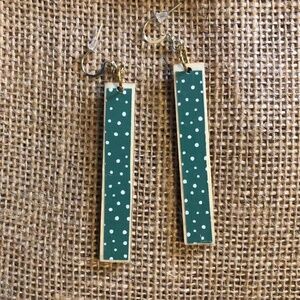 Wooden boho polka dot earrings